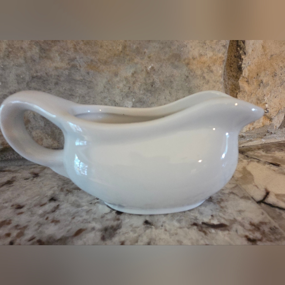 Pier 1 Ceramic Small Individual Size Gravy Boat Creamer White Porcelain 4 oz.